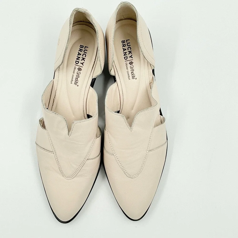 Lucky Brand Size 9 Beige Leather D'Orsay Block Heel Shooties NEW Minnsy $99